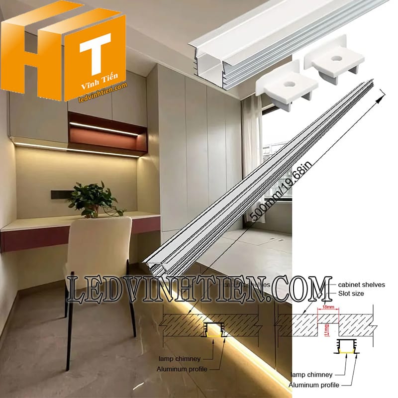 Thanh nhôm profile định hình âm tường 25x12mm giá rẻ