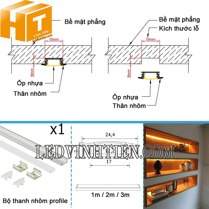 Cách lắp đặt thanh nhôm profile âm tường