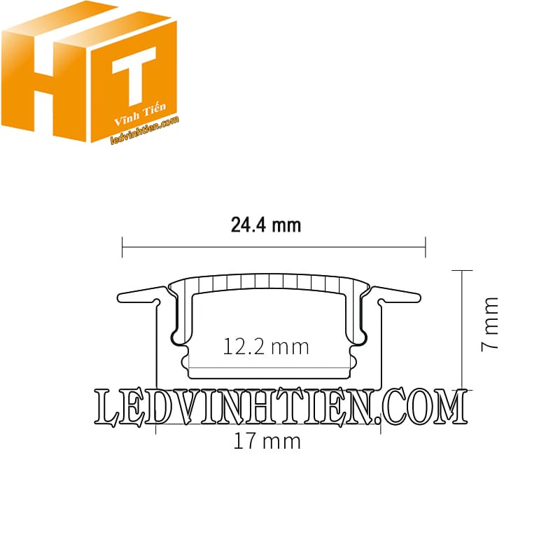 Thanh định hình nhôm âm tường 25x7mm