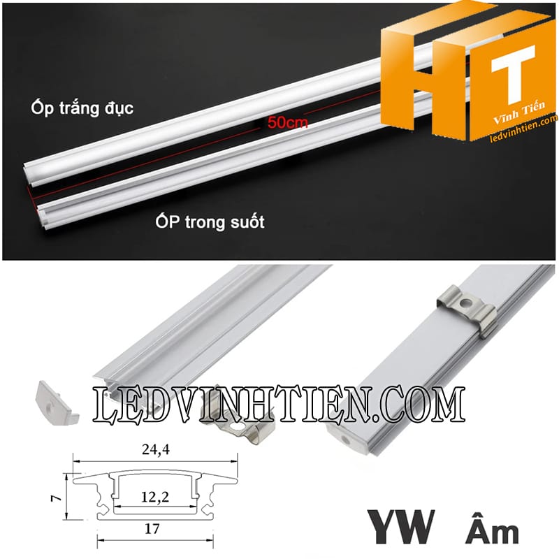 Thanh định hình nhôm YW âm tường 25x7mm