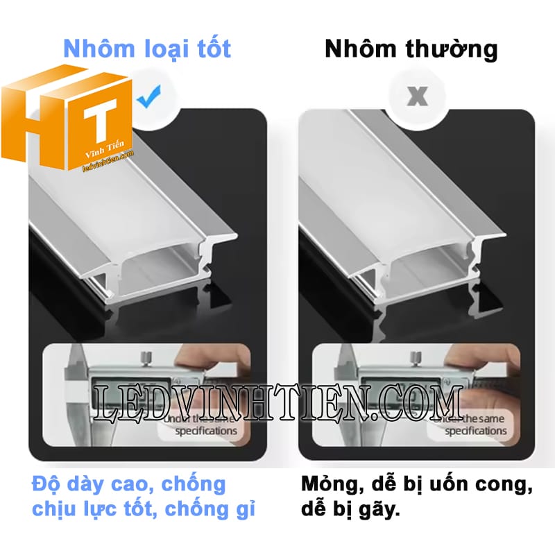 Thanh nhôm profile âm tường loại tốt