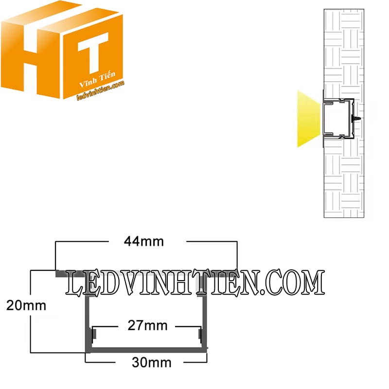 Thanh nhôm định hình YW 44x20mm giá rẻ