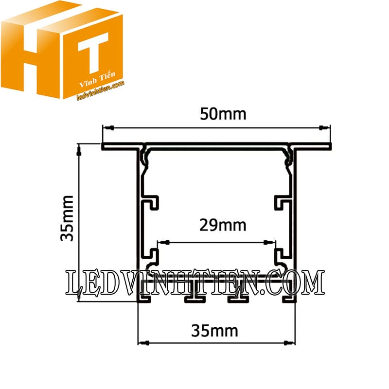 Thanh định hình nhôm âm tường 50x35mm