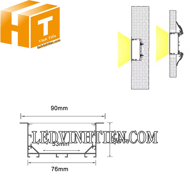 Thanh nhôm chữ YW định hình led dây giá rẻ