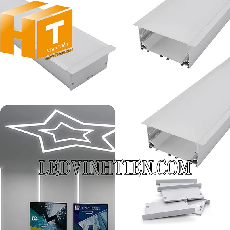 Thanh nhôm gắn âm YW định hình led dây
