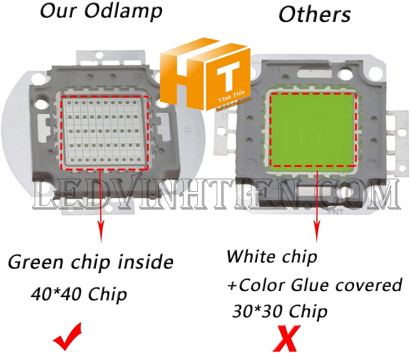 Tim đèn pha 50W xanh lá loại tốt, giá rẻ, chất lượng, Ledvinhtien.com