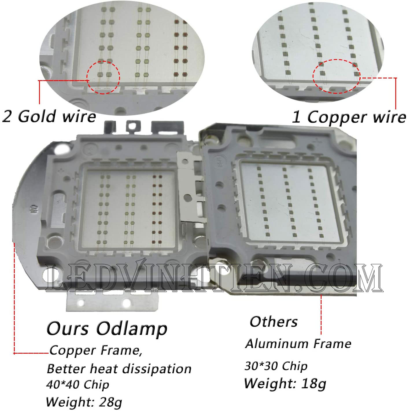 Tim đèn pha 50W xanh lá loại tốt, giá rẻ, chất lượng, Ledvinhtien.com