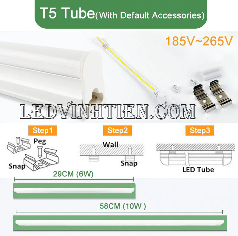 Bóng Đèn tuýp led T5 18W 1m2 liền máng loại tốt, giá rẻ, chất lượng, dùng chiếu sáng nội thất