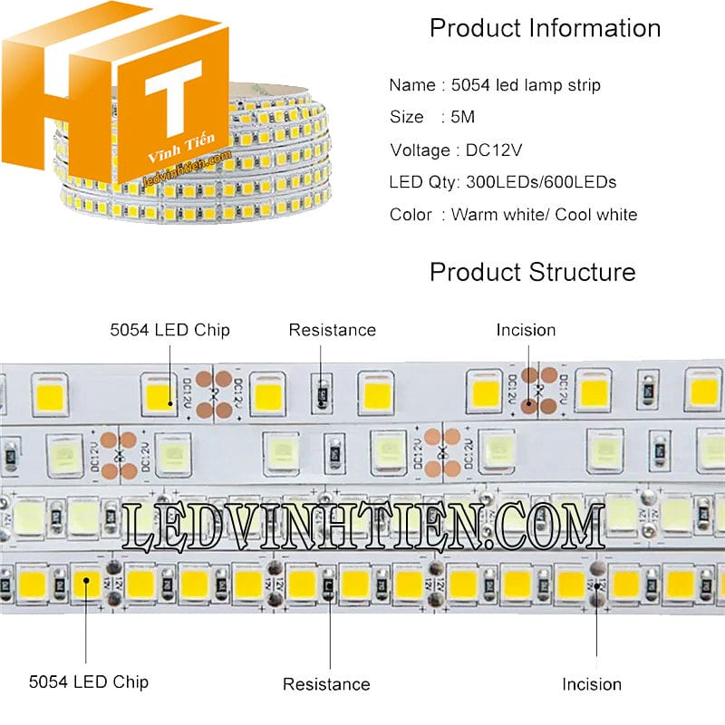 Led dây 5054 dùng điện 12V