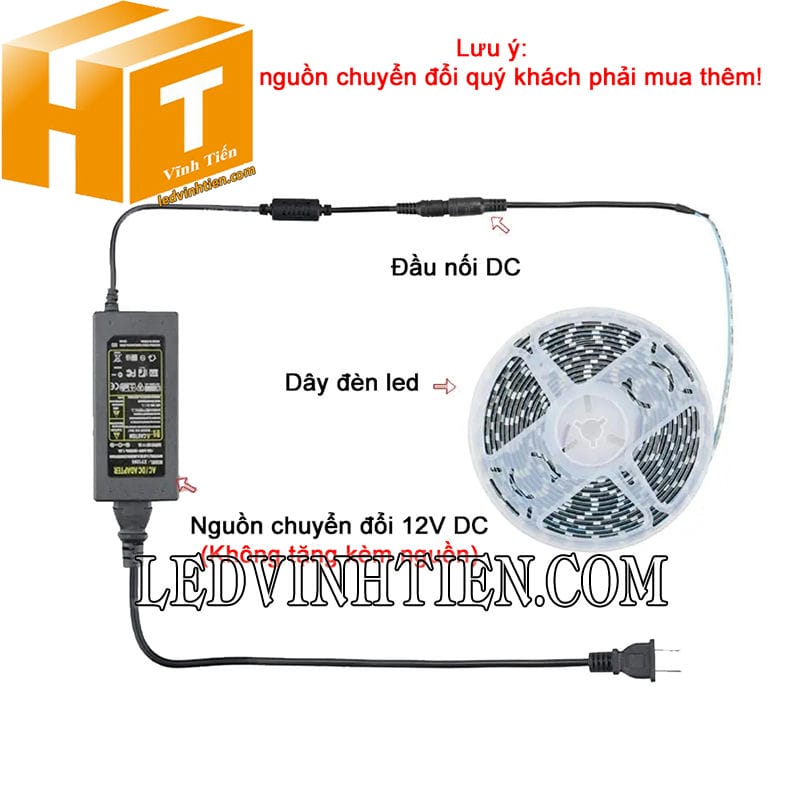 Led dây dán dùng adapter 12V