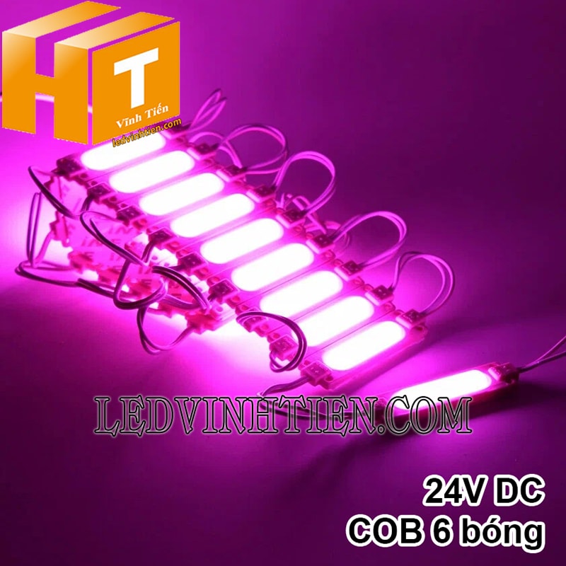 Led hắt 6 bóng COB màu hồng