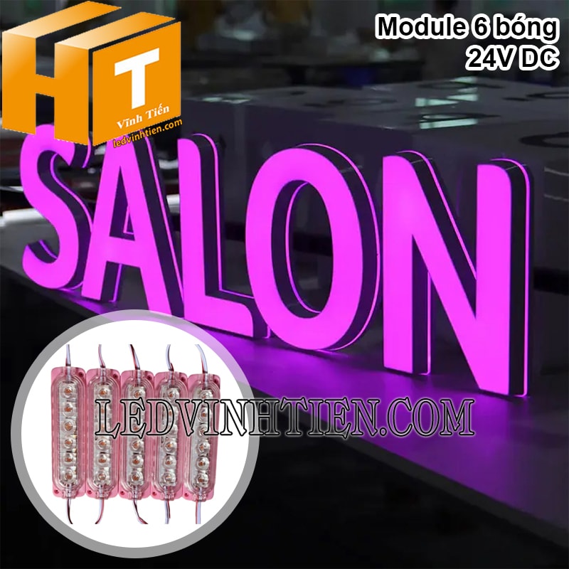 Module led hắt 6 bóng 24V màu hồng