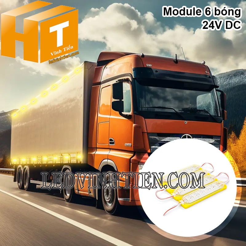 Led hắt 24V 6 bóng màu vàng trang trí xe