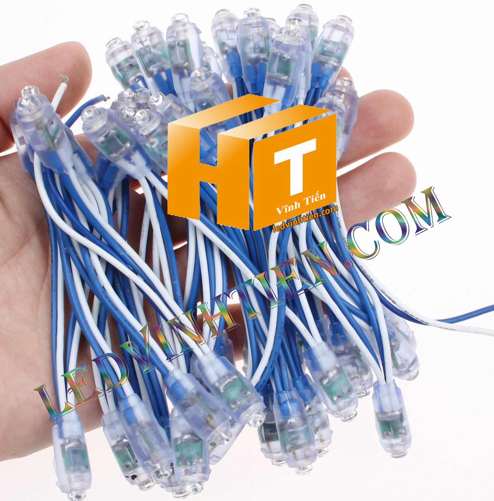 Led đúc f5 màu xanh dương loại tốt, ledvinhtien.com