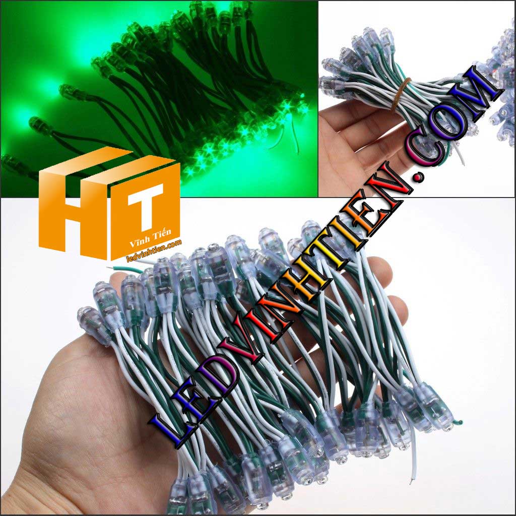 Led đúc f5 màu xanh lá loại tốt, giá rẻ, siêu sáng, chiếu sáng ngoài trời, trong nhà