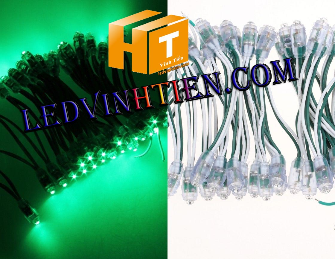 Led đúc f5 màu xanh lá loại tốt, giá rẻ, siêu sáng, chiếu sáng ngoài trời, trong nhà