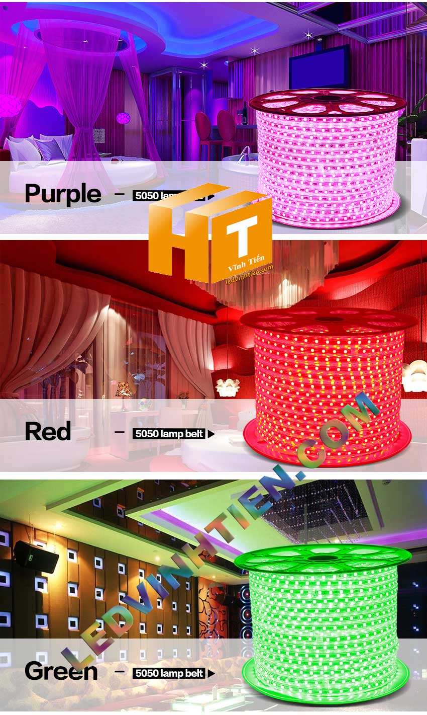 ledvinhtien.com hình ảnh chụp mọi góc cạnh của đèn led dây 220V chíp led 5050 ánh sáng màu đỏ loại tốt, giá rẻ, chất lượng, siêu sáng, dùng chiếu sáng ngoài trời, hắt trần, quấn cây, trang trí nội thất, ngoại thất, chiếu sáng công viên