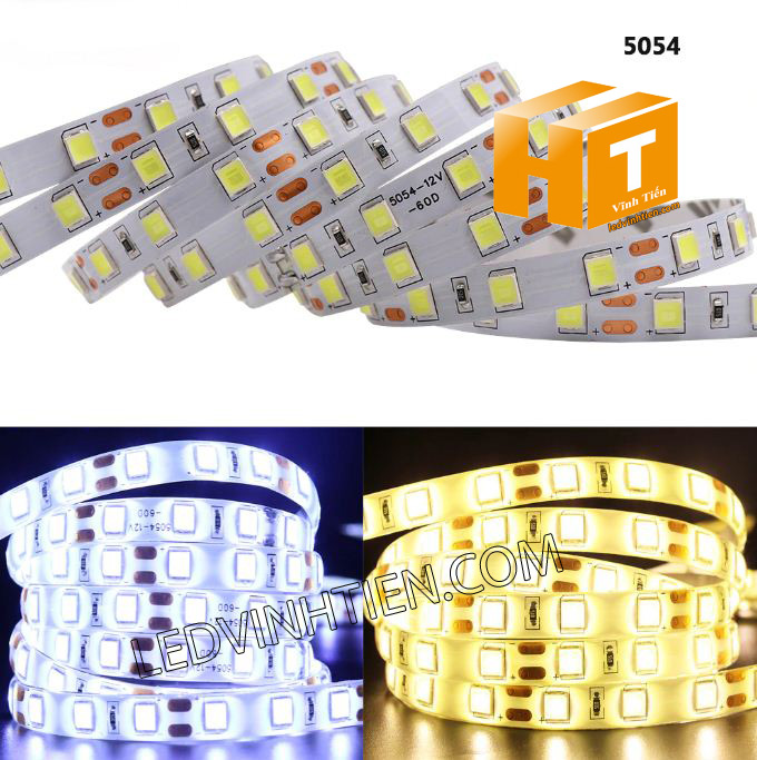 Led dây dán 5054 samsung siêu sáng ánh sáng màu trắng có loại có keo một lớp và hai lớp, chip led cao cấp, hiệu samsung phân phối sỉ trên toàn quốc như tphcm, hà nội, bình dương, đà nẵng, cần thơ, tuy hòa phú yên. Led dây 5054 dùng chiếu sán ngoài trời, trong nhà, chiếu sáng biển hiệu, hắt trần, tủ kệ trưng bày, bếp, quầy bar, khu vui chơi giải trí, phân phối chính hãng led dây samsung tại ledvinhtien.com