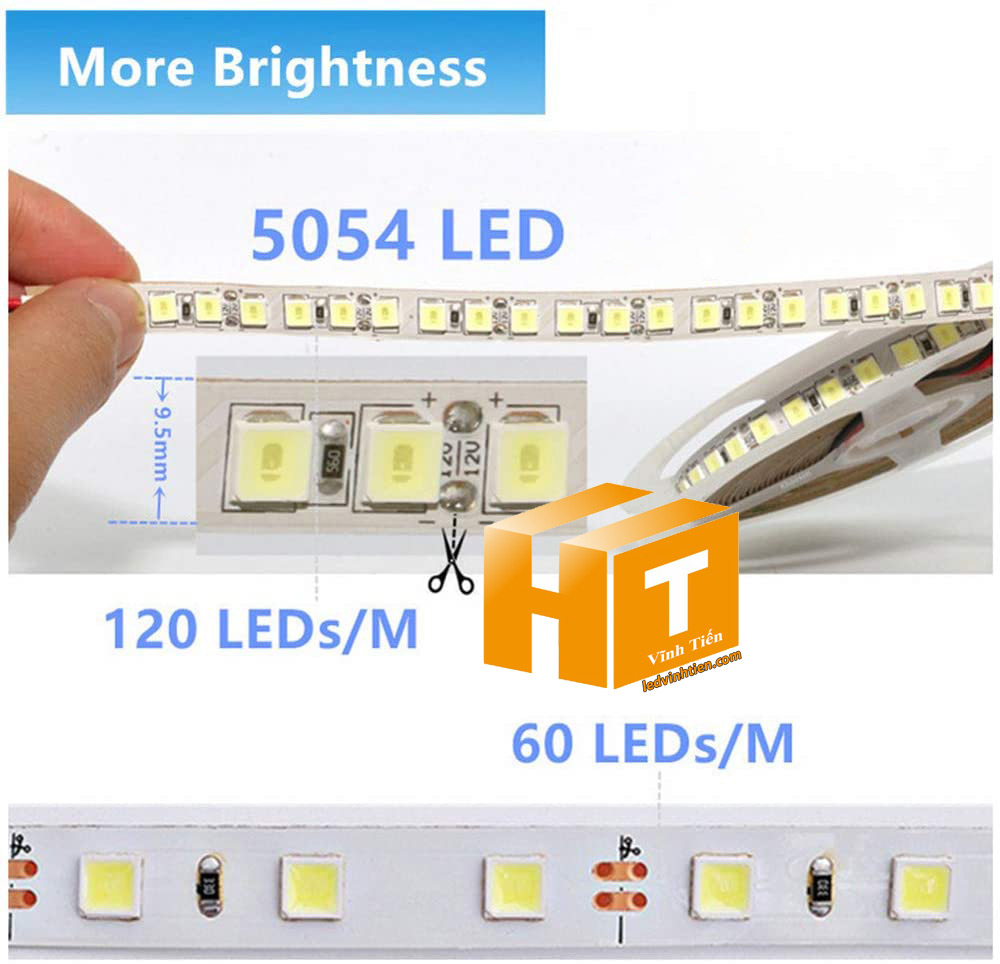 Led dây dán 5054 samsung siêu sáng ánh sáng màu vàng nắng, warm white có loại có keo một lớp và hai lớp, chip led cao cấp, hiệu samsung phân phối sỉ trên toàn quốc như tphcm, hà nội, bình dương, đà nẵng, cần thơ, tuy hòa phú yên. Led dây 5054 dùng chiếu sán ngoài trời, trong nhà, chiếu sáng biển hiệu, hắt trần, tủ kệ trưng bày, bếp, quầy bar, khu vui chơi giải trí, phân phối chính hãng led dây samsung tại ledvinhtien.com