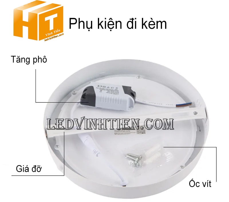 Đèn led ốp trần 12w tròn vỏ màu trắng