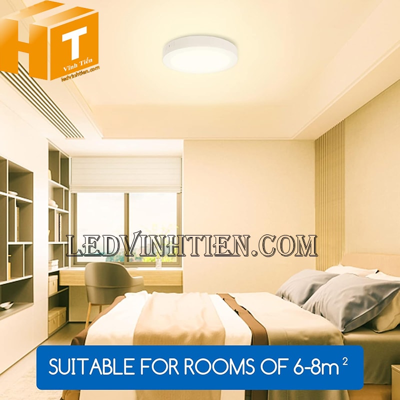 Đèn led ốp trần tròn chiếu sáng phòng ngủ