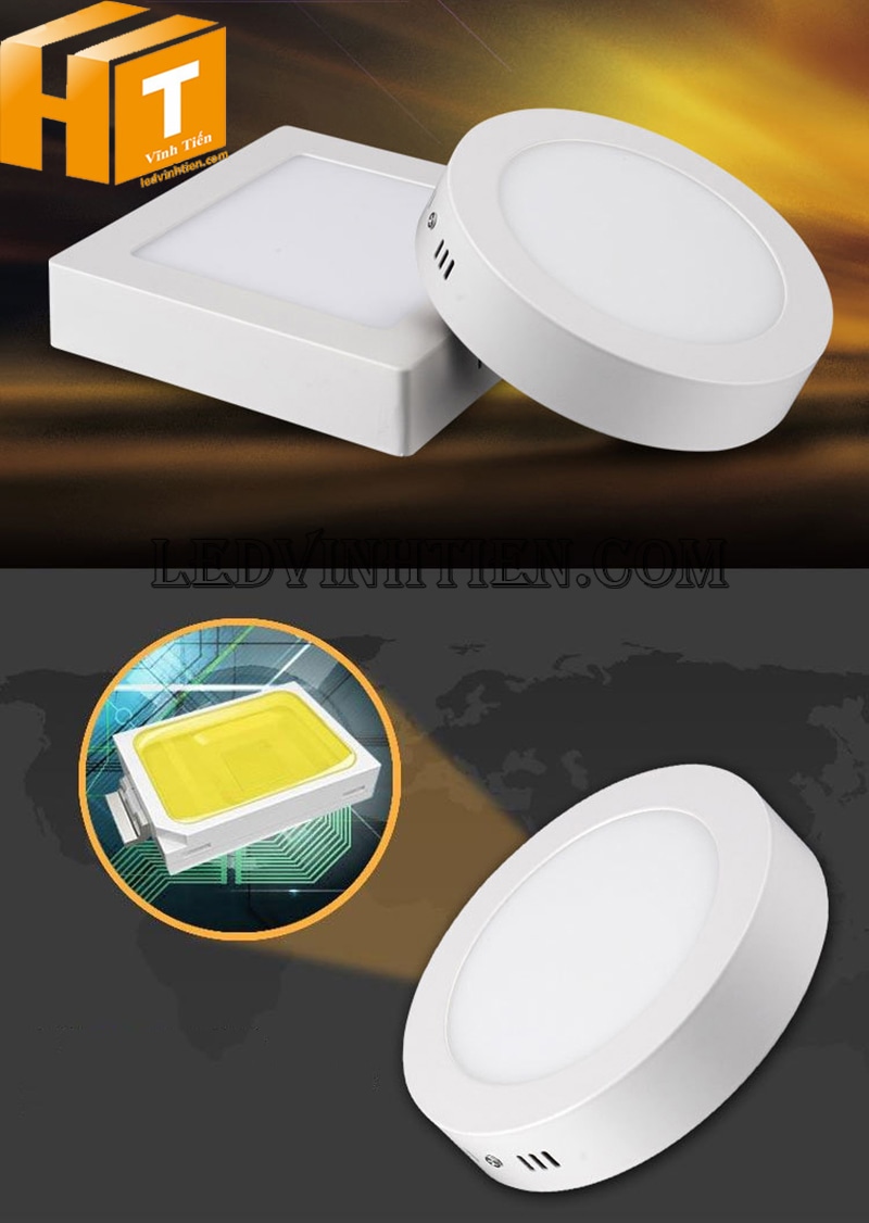 !Đèn led ốp nổi tròn 12w, chip led siêu sáng, tản nhiệt hiệu quả