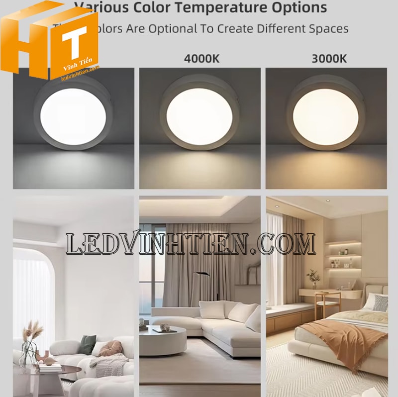 Đèn ốp trần tròn 18w 3 chế độ màu chiếu sáng nội thất