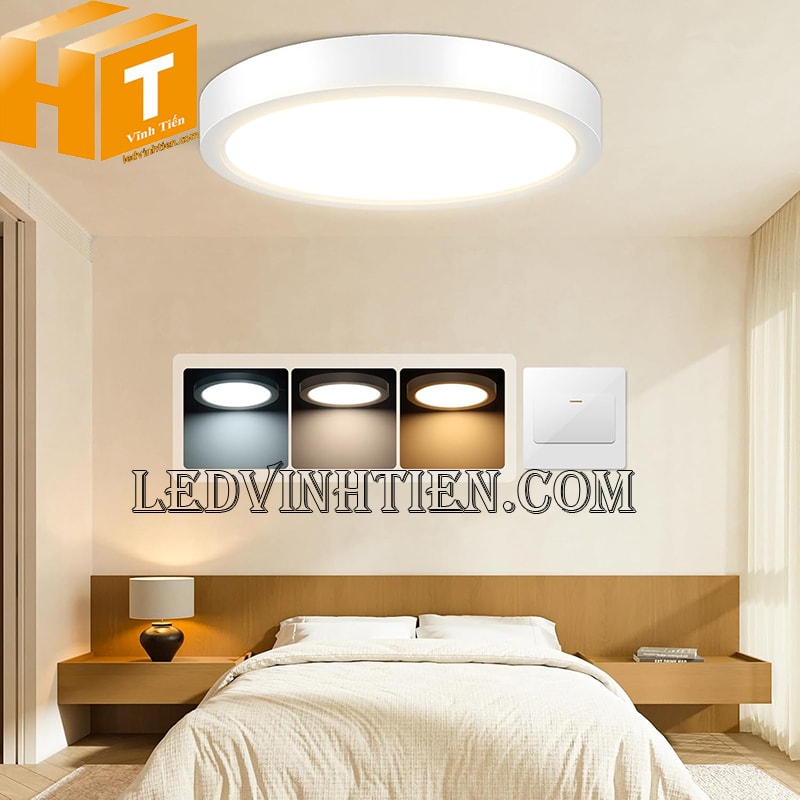 Đèn ốp nổi tròn 24w 3 màu siêu sáng dùng cho phòng ngủ