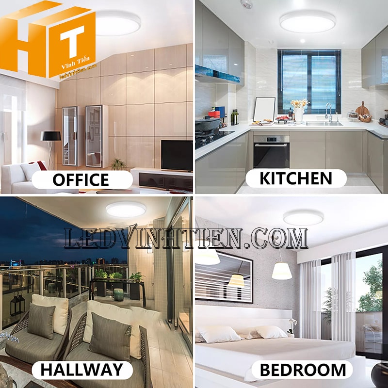 Bóng đèn led tròn 18w màu trắng chiếu sáng nhà bếp, ban công, phòng thư giản