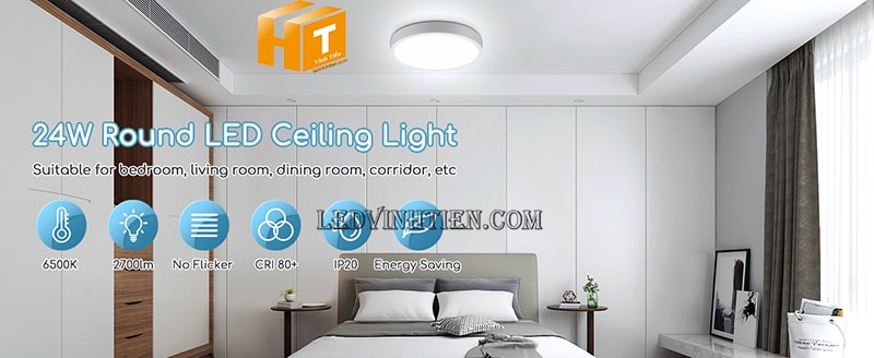 Đèn ốp trần tròn 24w ánh sáng trắng