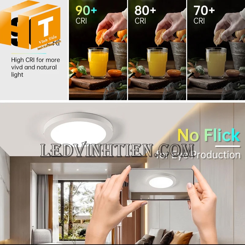 Đèn led ốp nổi tròn 24w ánh sáng trung thực