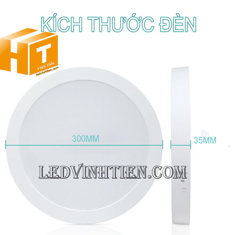 Kích thước đèn led ốp trần tròn 24w ánh sáng vàng