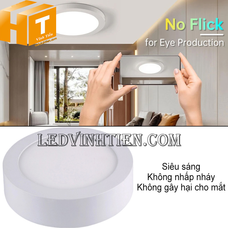 Đèn led ốp trần 6w màu vàng, ánh sáng không nhấp nháy