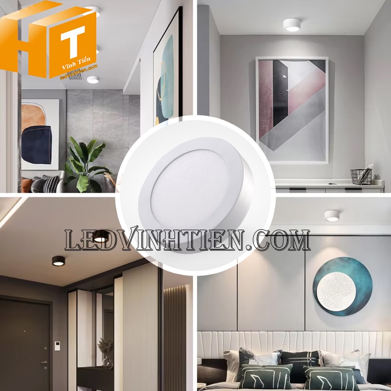 Đèn ốp trần tròn 6w màu vàng chiếu sáng phòng ngủ