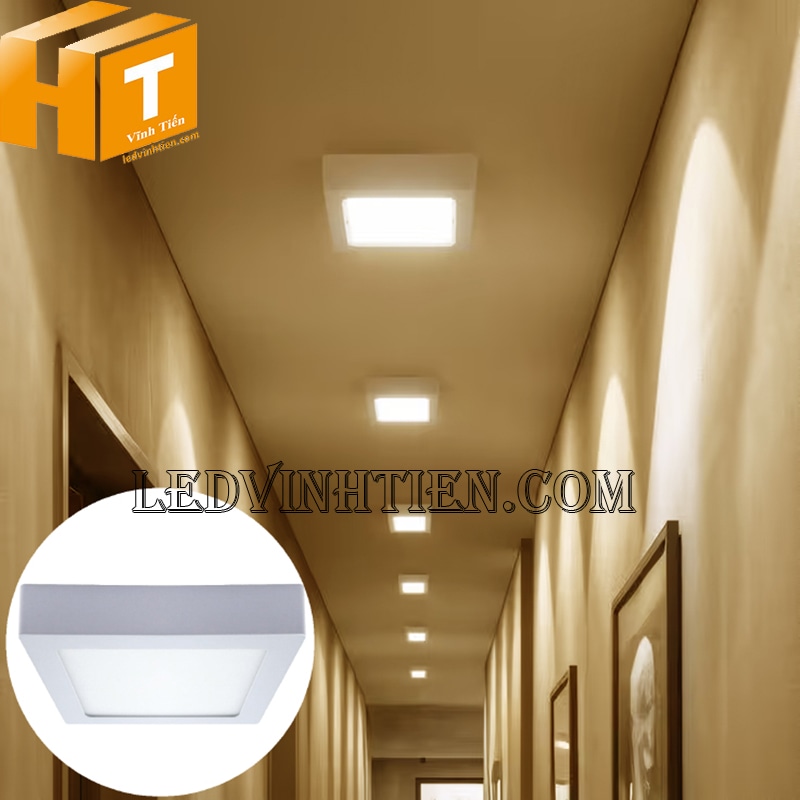 !Đèn led ốp trần 12w vuông 3 màu chiếu sáng cửa hàng
