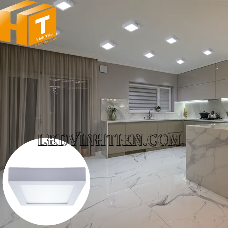 Đèn led ốp trần vuông 12w 3 màu siêu sáng dùng cho nhà bếp