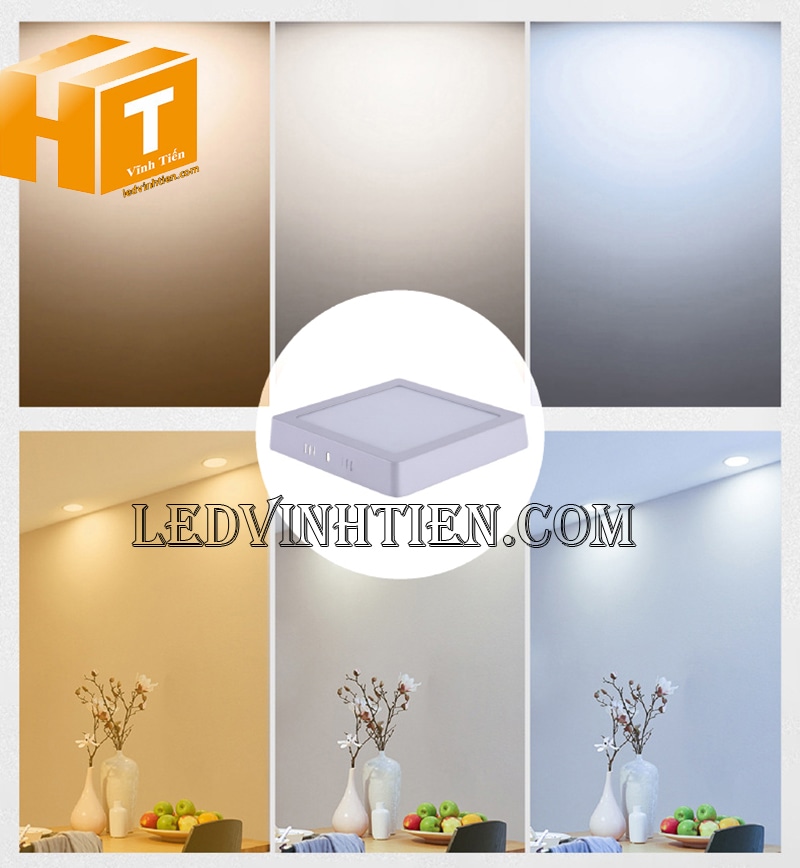 Đèn led ốp trần vuông 18w 3 màu