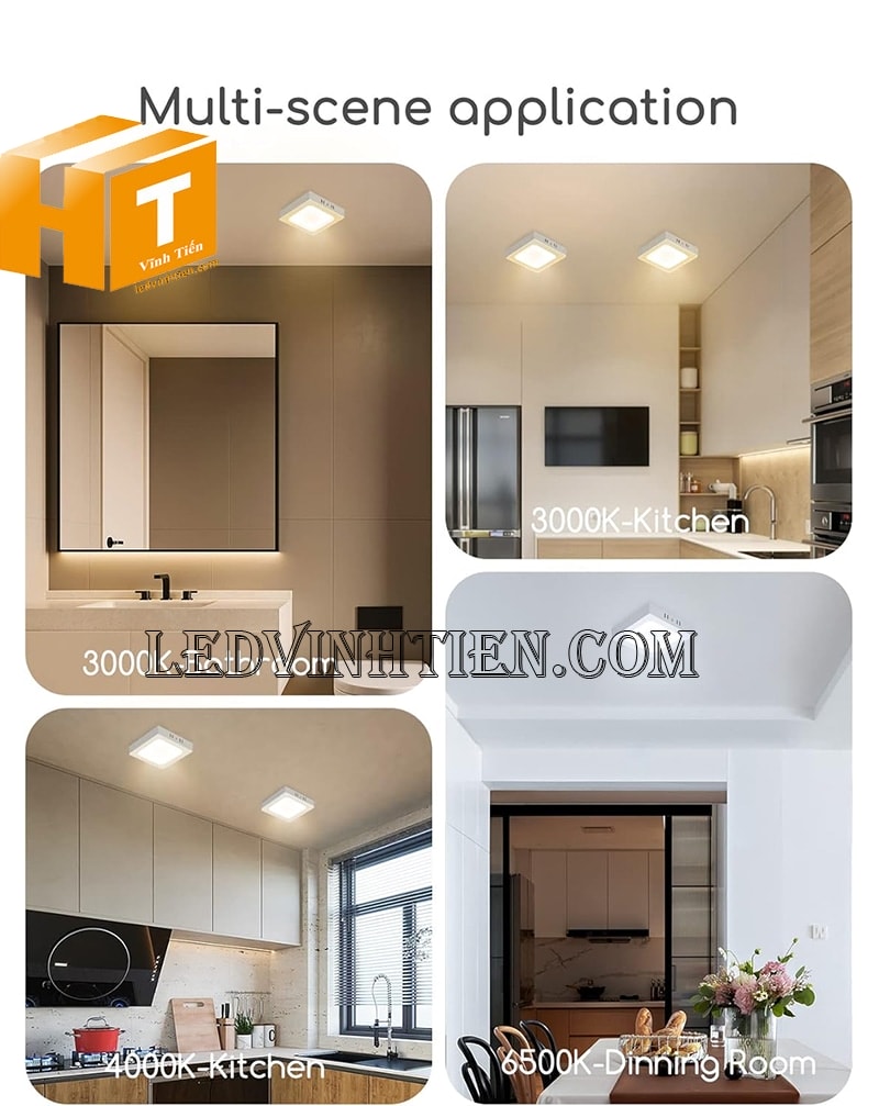 Bóng đèn led ốp nổi vuông 18w màu trung tính