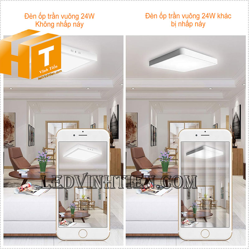 Đèn led ốp nổi 24W vuông siêu sáng