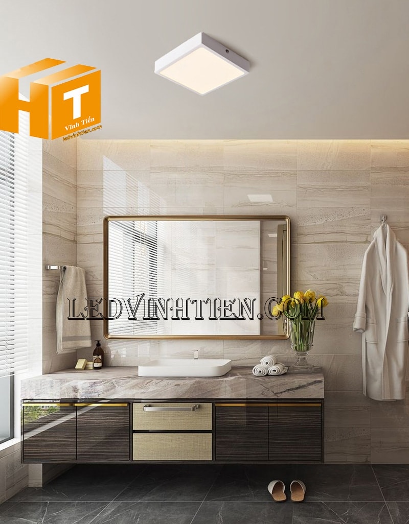 !Đèn led ốp trần vuông 24W loại tốt chiếu sáng nhà vệ sinh