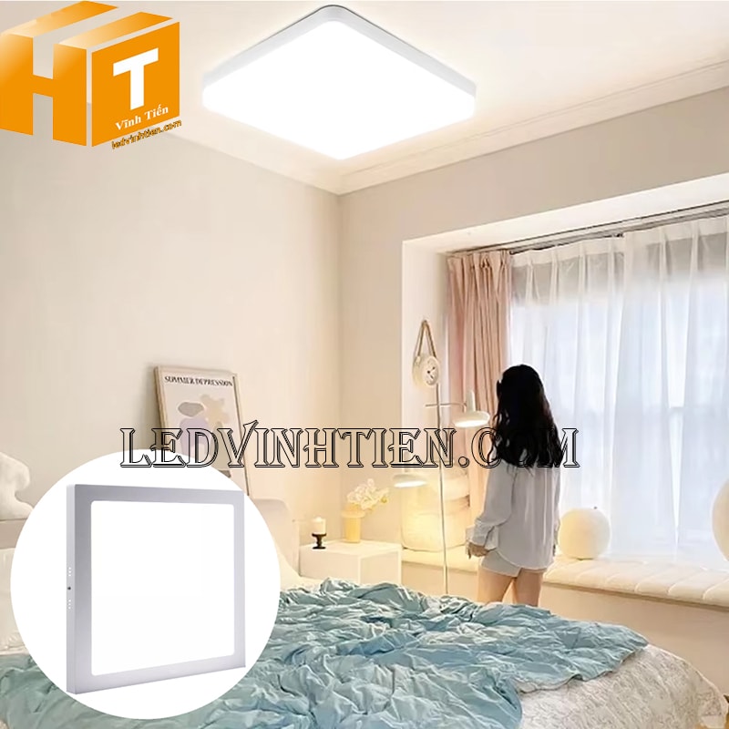 Đèn led ốp trần nổi vuông chiếu sáng phòng ngủ