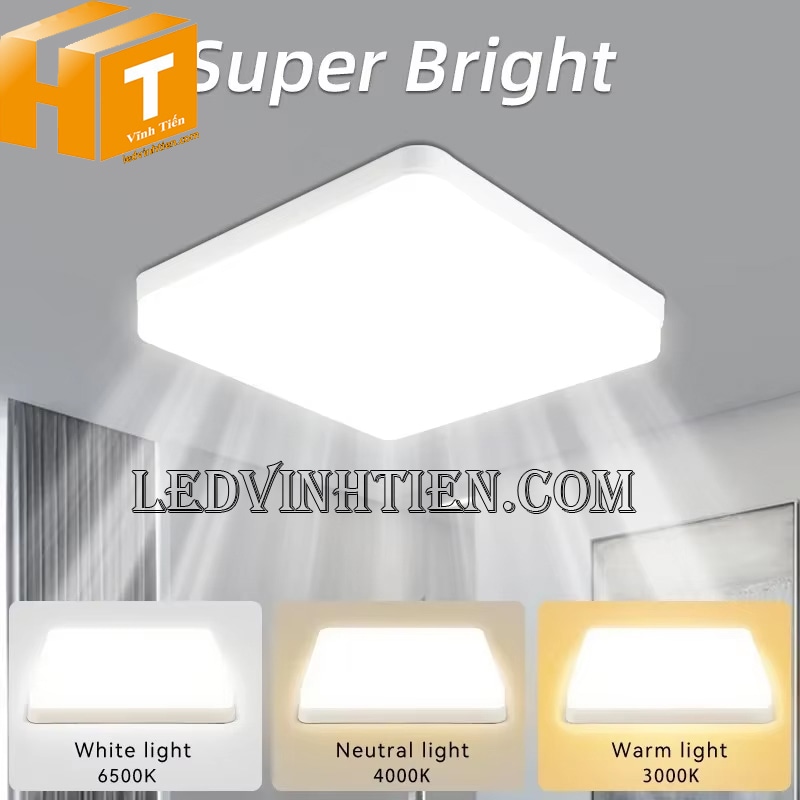 Đèn led ốp nổi 6w vuông 3 màu