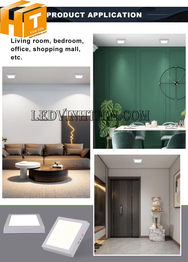 Đèn led ốp nổi vuông 6w 3 màu loại tốt