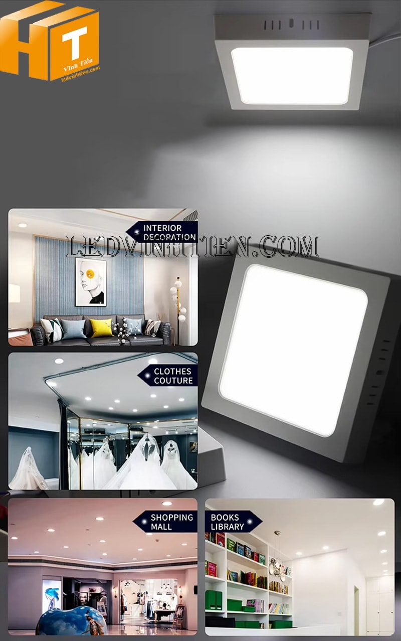 Đèn ốp nổi vuông 6w 3 màu tiết kiệm điện