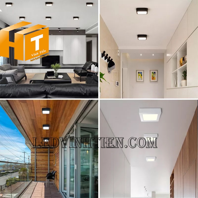 Đèn ốp trần vuông 6w màu vàng chiếu sáng hành lang, lối đi