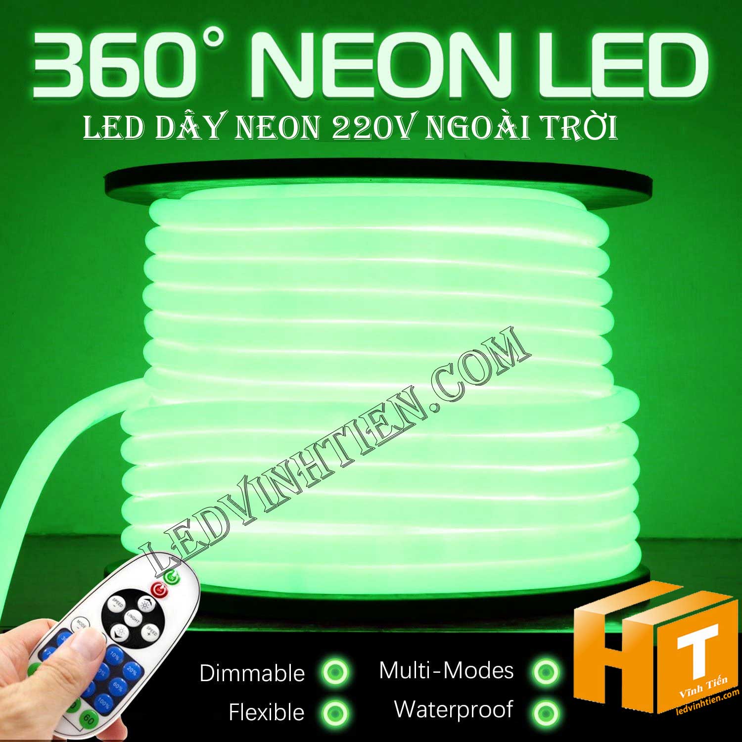 Led dây Flex Neon 220V cuộn 50m, 100m, ánh sáng màu vàng nắng, warm white, Led Neon Sign 220V viền trang trí,đèn decor, hắt trần thạch cao , quấn cây, trang trí cà phê, nhà hàng, khách sạn, led 2835 , led 5050 giá rẻ, loại tốt, chất lượng, dùng chiếu sáng trong nhà, ngoài trời. LED Neon Flex hiệu ứng sáng mờ, hoàn hảo. Dây mềm dễ uốn dẻo. Trang trí nội ngoại thất ưu việt. Điện áp 220V, chống mưa tiêu chuẩn IP65, 66, 67, dễ sử dụng, dể đấu nối, phân phối sỉ bởi công ty đèn led vĩnh tiến, ledvinhtien.com