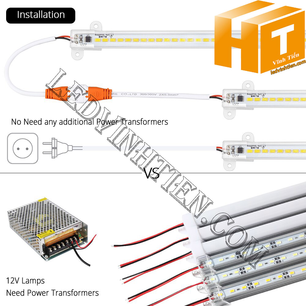 Led thanh nhôm 220V 5730 chip đôi loại tốt, giá rẻ, siêu sáng, samsung, ánh sáng trắng, vàng