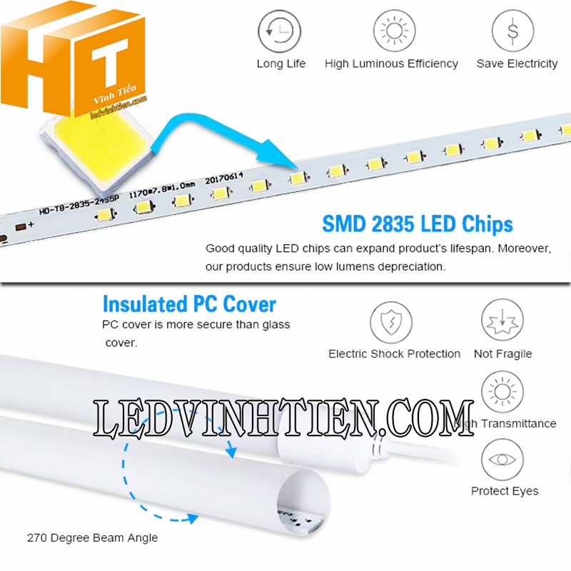 Led tuýp T8 1m2 loại tốt