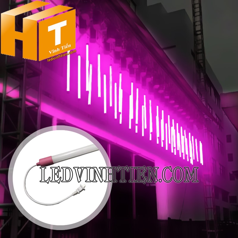 Tuýp led T8 60cm chống nước màu hồng