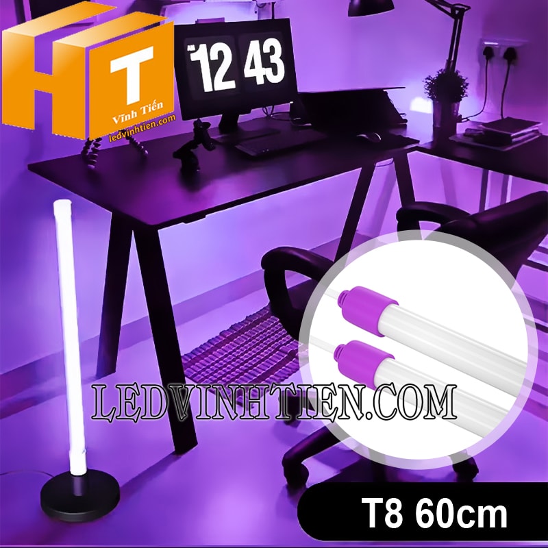 Đèn led tube T8 60cm màu tím